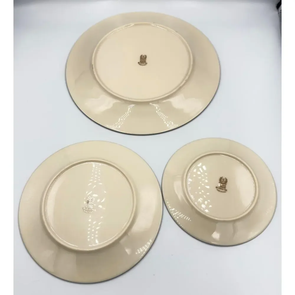 Lenox Moonspun China Platinum Trim 3pc Plate Set Dinner, Salad Bread